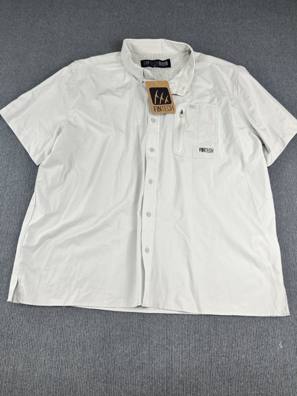 Fintech Mens Gray Short Sleeve Button-Up Shirt XXL NWT